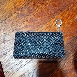 1950s black padded clutch EUC
